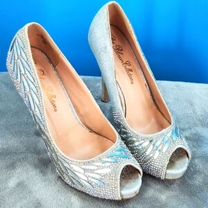 De Blossom Collection silver sparkle heels 8